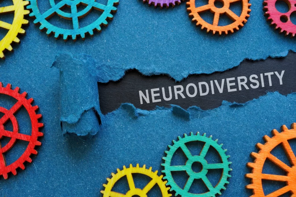 Colorful gears with the word neurodiversity.